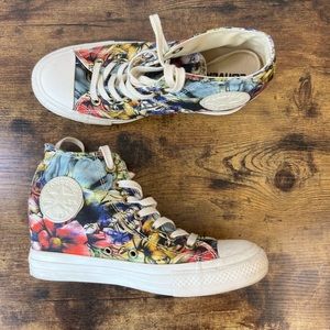 Converse All Star Hidden Wedge High Top Floral Sneakers Size 8 Women’s